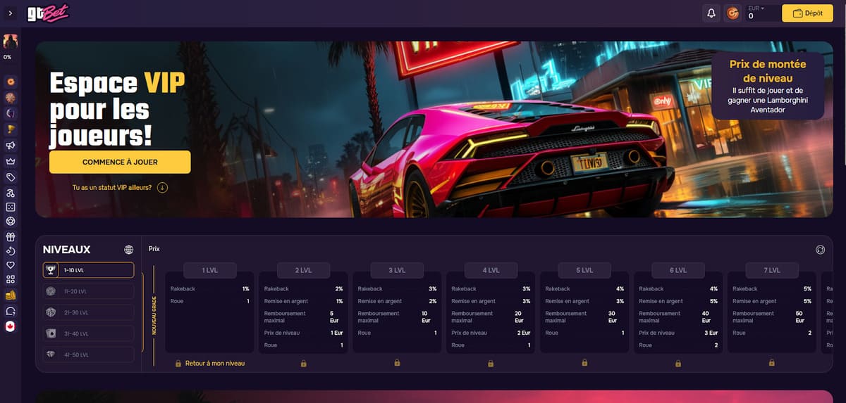 Bonos exclusivos del club VIP de GT Bet